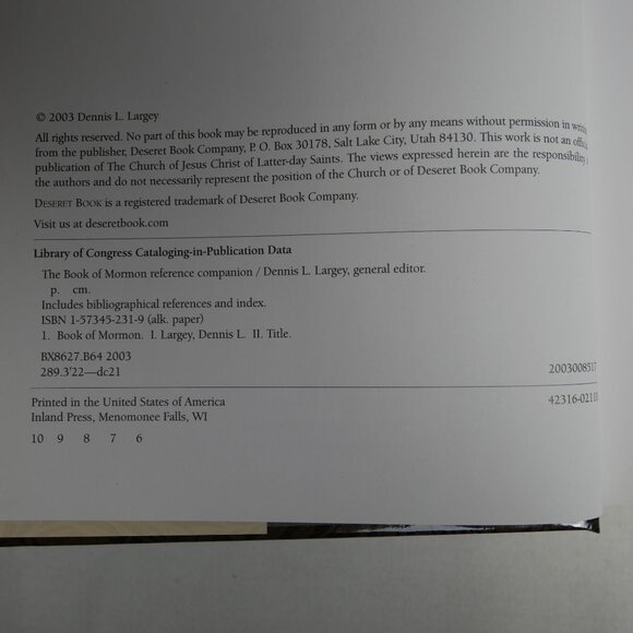 Book Of Mormon Reference Companion Hardcover By Dennis L. Largey - Picture 4 of 4